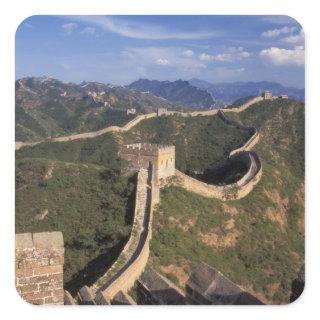 Great Wall winding through the mountain, Square Sticker