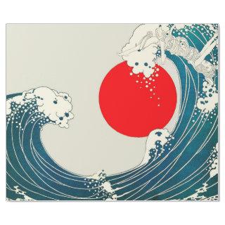 GREAT WAVE AND RED SUN Blue White Nautical