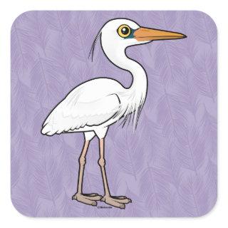 Great White Heron Square Sticker