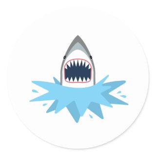 Great White Shark Cartoon Classic Round Sticker