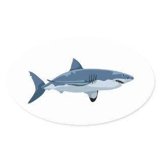 Great White Shark Oval Sticker