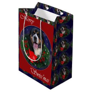 Greater Swiss Mountain Dog Christmas Medium Gift Bag