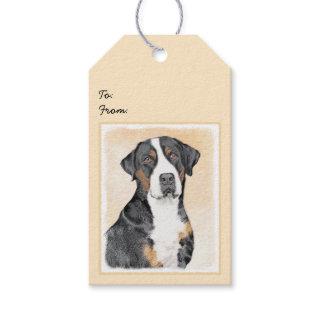 Greater Swiss Mountain Dog Painting - Original Art Gift Tags