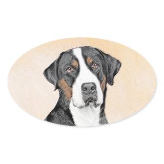 Greater Swiss Mountain Dog Painting - Original Art Oval Sticker