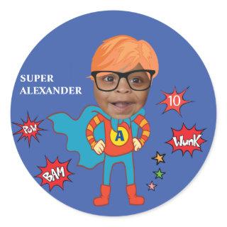 Greatest Kid Superhero Awesome Comic Birthday Classic Round Sticker