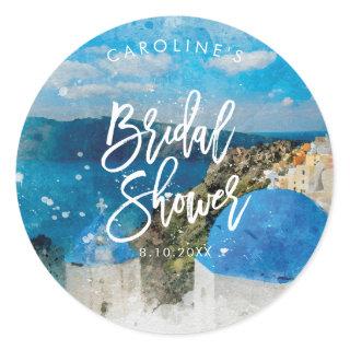 Greece santorini watercolour bridal shower sticker