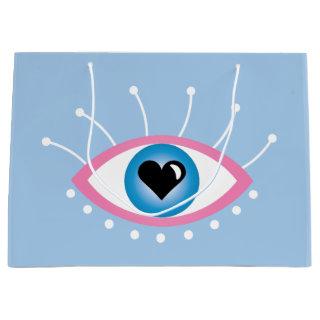 Greek Evil Eye With Eyelashes Pink Blue  Large Gift Bag
