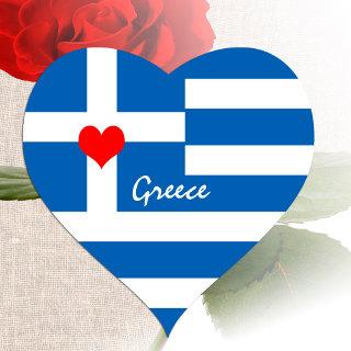 Greek flag & Heart - Greece travel/sports fans Heart Sticker