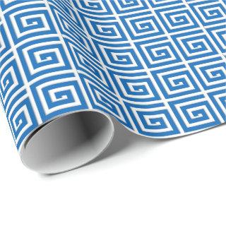Greek Key design - blue and white enamel look