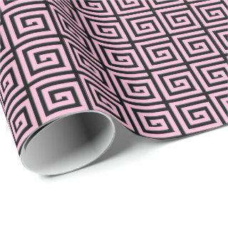 Greek Key design - pink and black enamel look