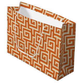 Greek Key Orange Large Gift Bag