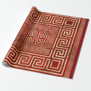 Greek Key Ornament - Greek Meander - Deep Red