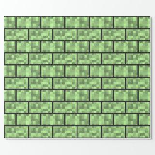 Green 8-Bit Video Game Style Bricks Pattern
