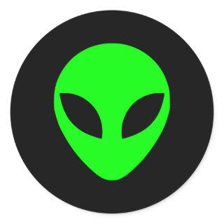 Green Alien Head Classic Round Sticker