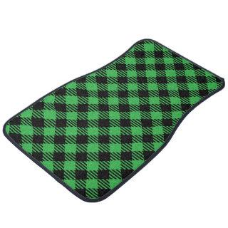 Green and black buffalo plaid design car floor mat