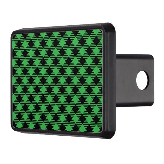 Green and black buffalo plaid design hitch cover