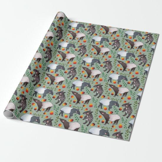 Green and Black Malayan Tapir Animal Pattern