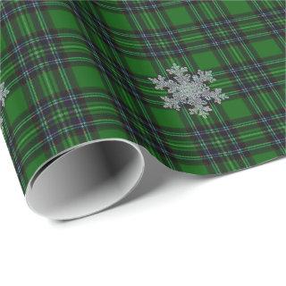 Green and Black Plaid with snow flake detail