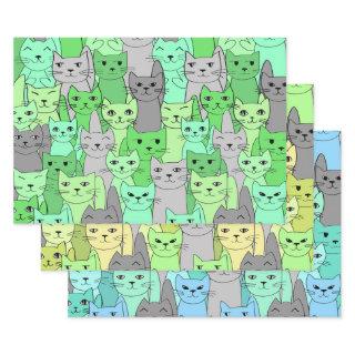 Green and Blue Cats Design  Sets