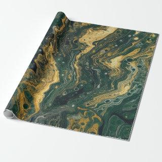 Green and Gold Acrylic Pour Seamless