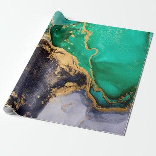 Green and gold agate marble