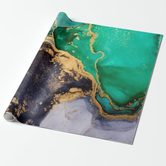 Green and gold agate marble