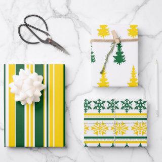 Green and Gold Christmas 3-Pack Gift Wrap
