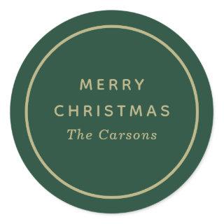 Green and Gold Christmas Classic Round Sticker