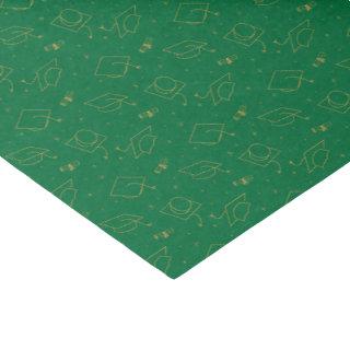 Green and Gold Graduation Cap Toss Tissue Paper