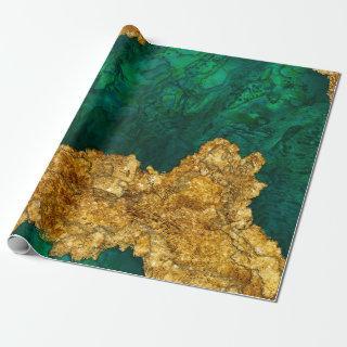Green and Gold Mixed media abstract