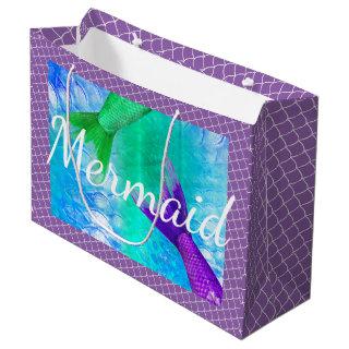 Green and Purple Mermaid Tails & Scales Large Gift Bag