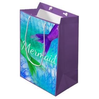 Green and Purple Mermaid Tails & Scales Medium Gift Bag