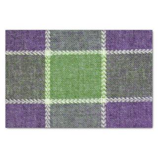 Green and Purple Plaid Wool Fabric Texture Tissue Paper