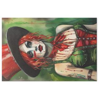 Green and Red Circus Ring Leader Decoupage  Tissue Paper
