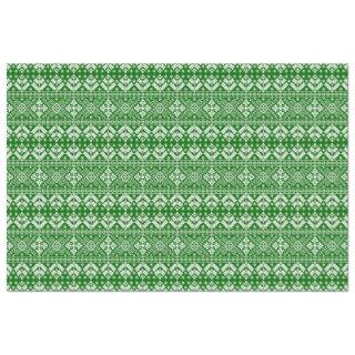 Green and White Christmas Fair Isle Pattern Tissue Paper