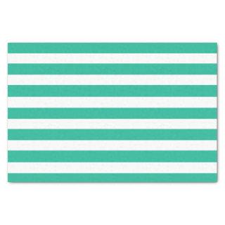 Green and White Deckchair Stripes Tissue Paper