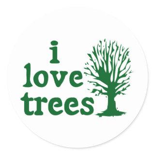 Green and White I Love Trees Sticker