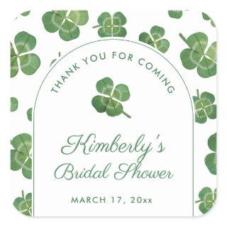Green And White Irish Theme Bridal Shower Favor Square Sticker