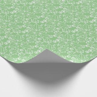 Green and White Ivy Leaf Floral Pattern