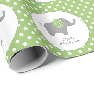 Green and White Polka Dot Elephant Baby Shower