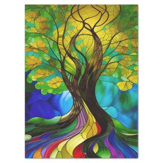 Green and yellow Leaves Tree of Life Tissue Paper