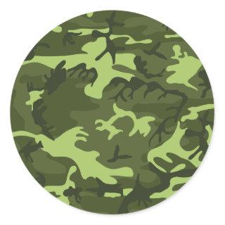 Green army camouflage design classic round sticker