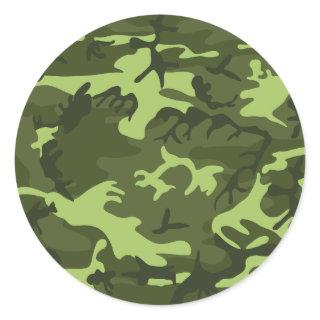 Green army camouflage design classic round sticker