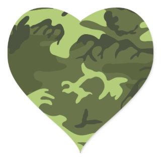 Green army camouflage design heart sticker