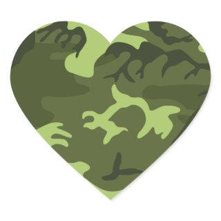 Green army camouflage design heart sticker