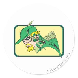 Green Arrow Head Shot Classic Round Sticker