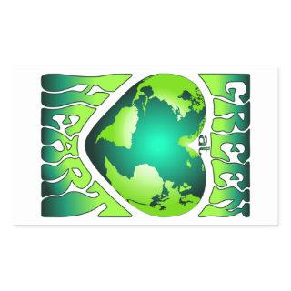 GREEN AT HEART Eco Environmentally Friendly Retro Rectangular Sticker