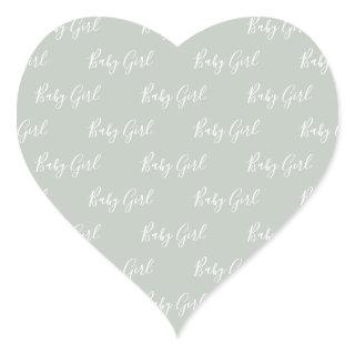 Green Baby Girl Script Modern Heart Sticker