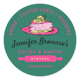 Green Bakery Pastry Lemon Cheesecake Classic Round Sticker