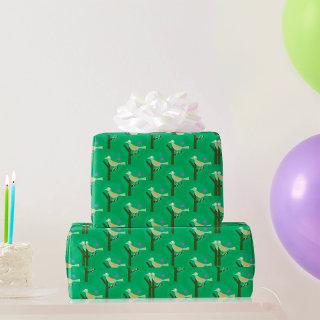 Green Bird and Tree Pattern Nature Inspired